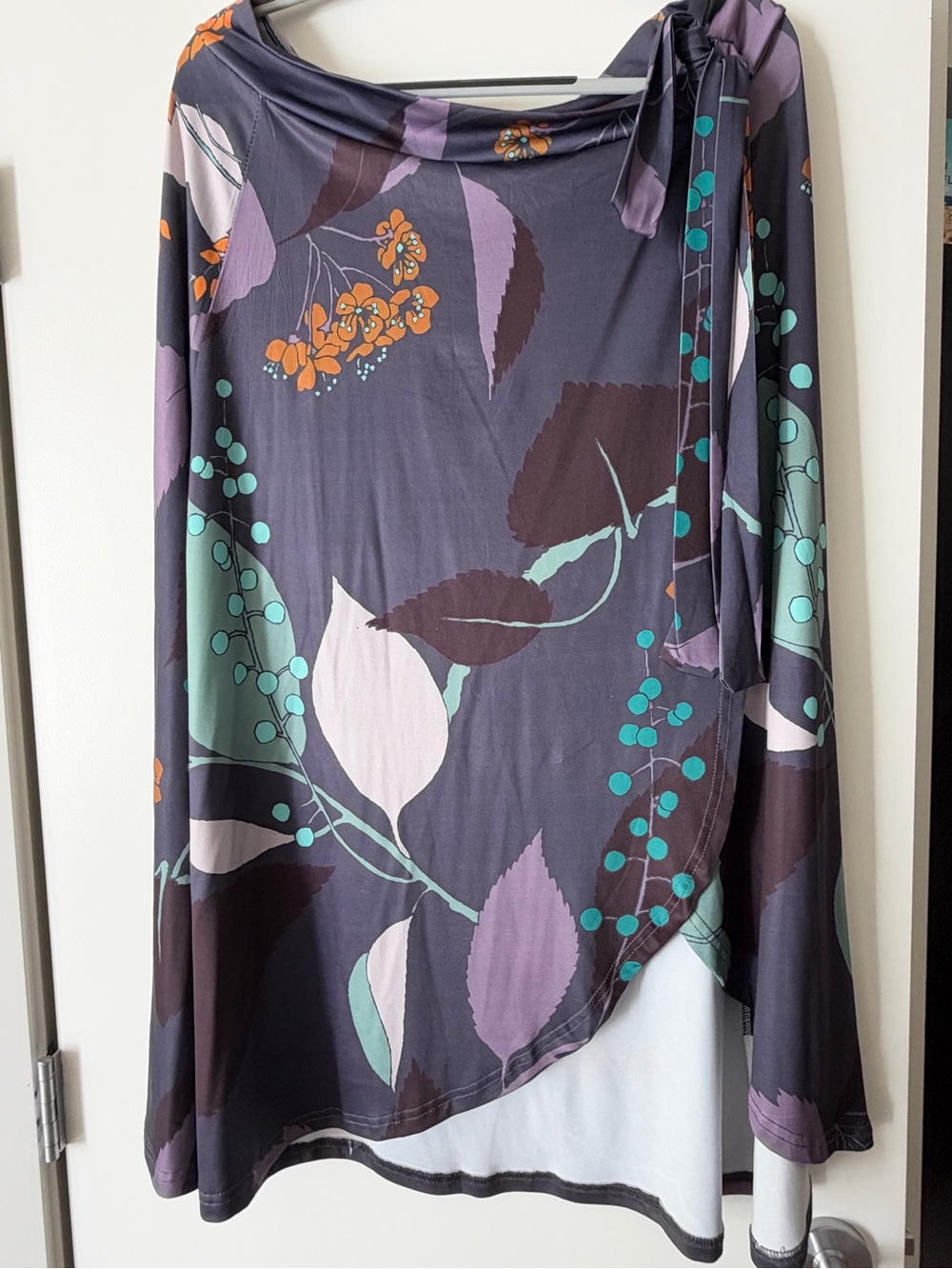 Floral Wrap Midi Skirt in Charcoal and Teal